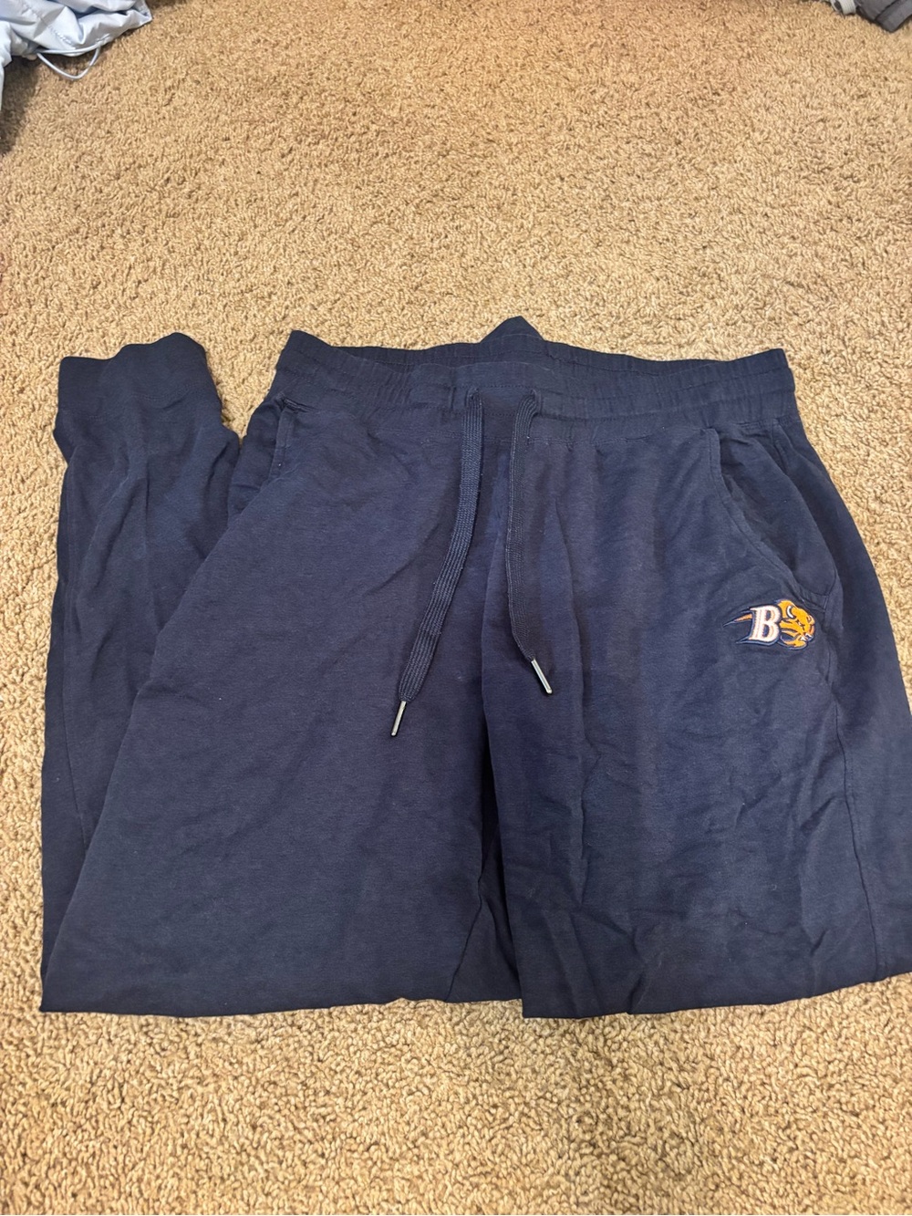 Navy Blue Jogger Sweatpants with Embroidered 'B' Logo Bucknell